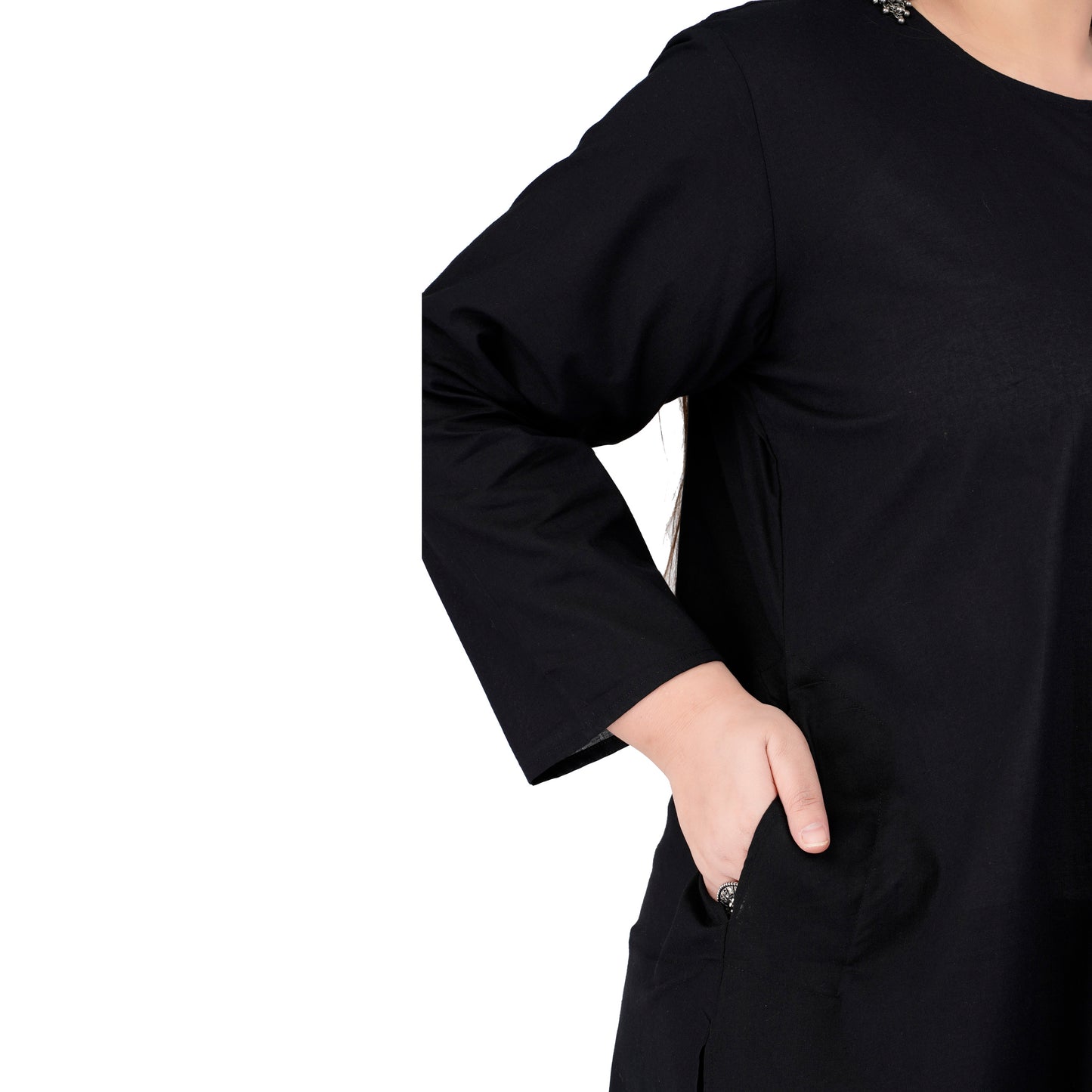 Black Cotton Kurta Only