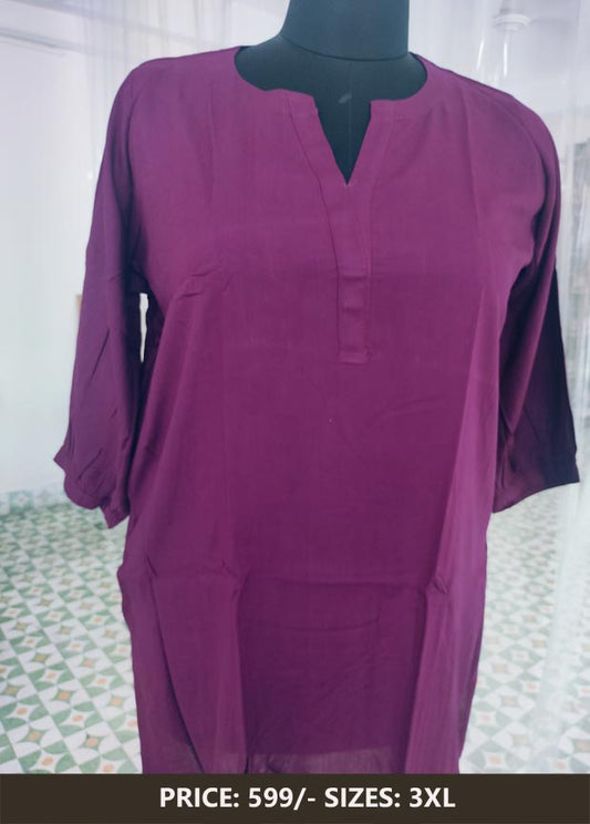 Rayon Mauve Cotton Kurti