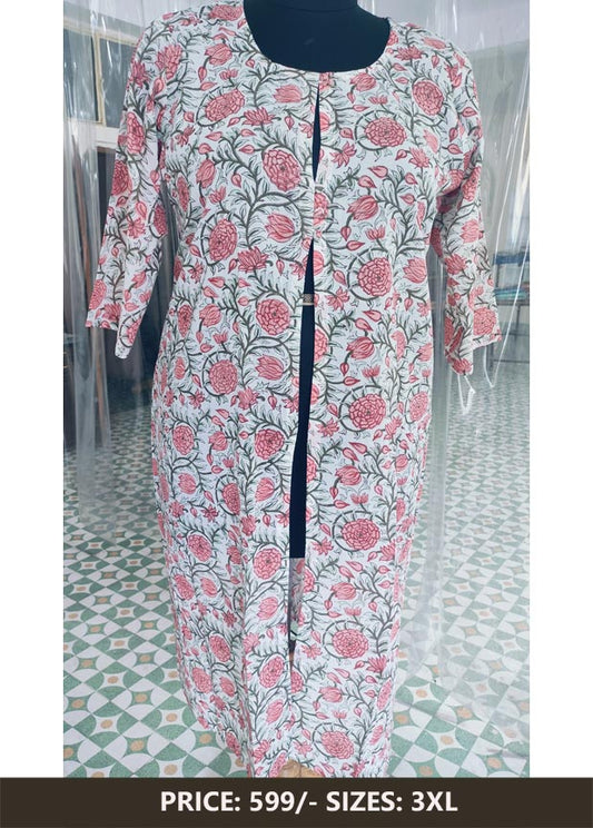 White Handblock Kurta