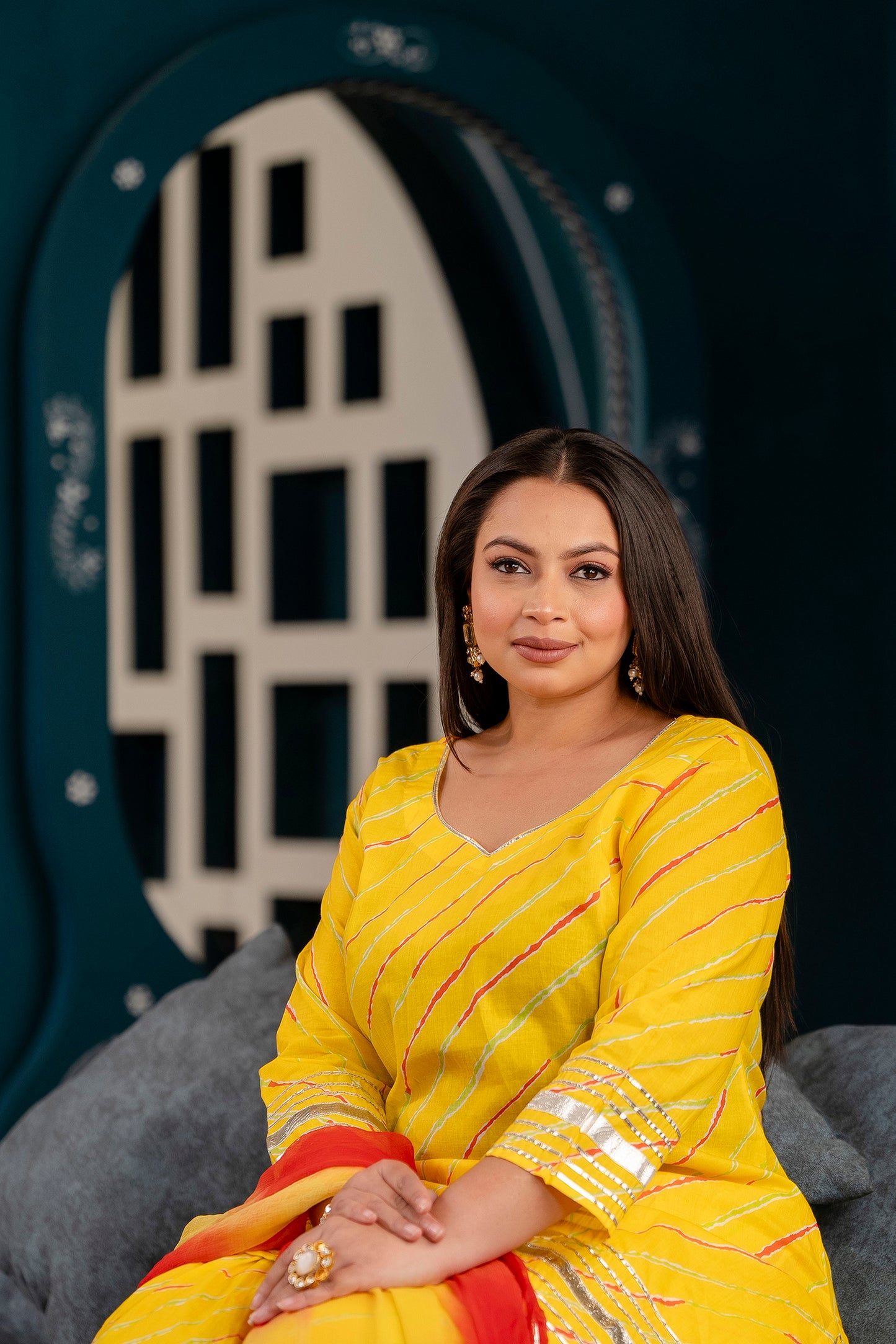 Yellow Short Kurti with Sharara and Dupatta Set