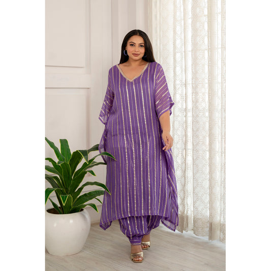 Lilac Georgett Kaftan with Afgani Salwar Set