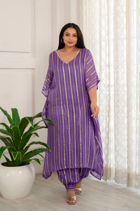 Lilac Georgett Kaftan with Afgani Salwar Set