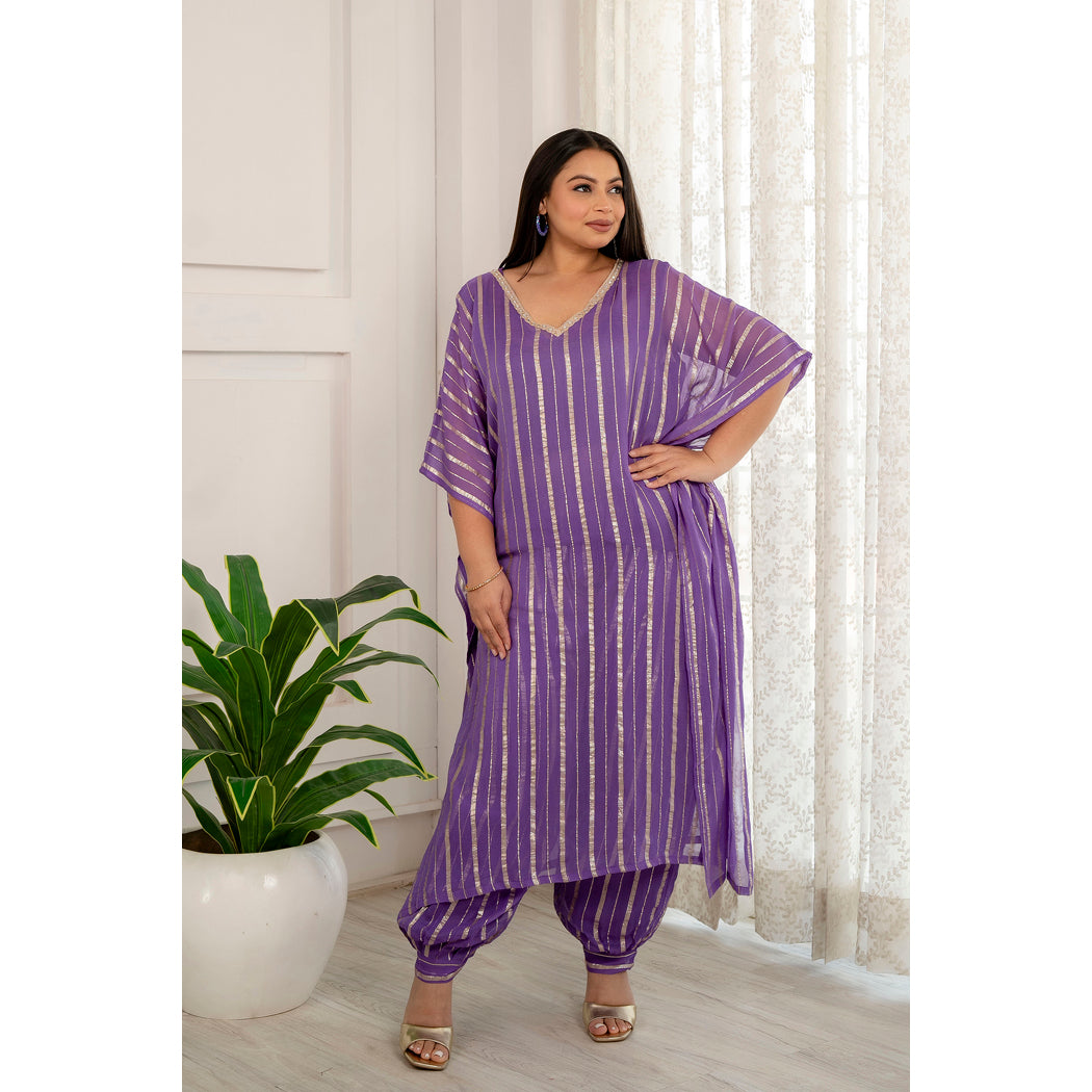 Lilac Georgett Kaftan with Afgani Salwar Set