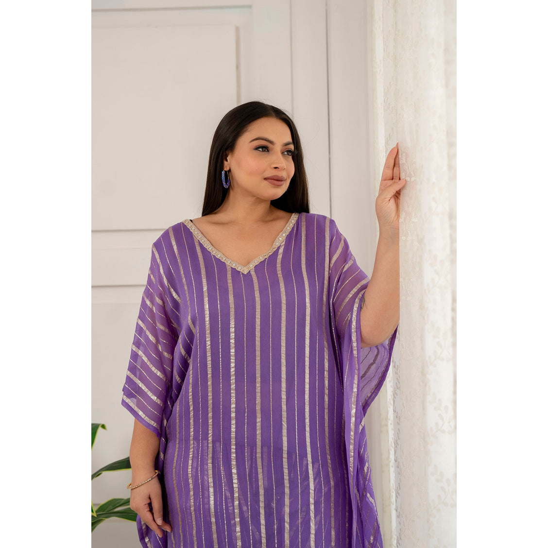 Lilac Georgett Kaftan with Afgani Salwar Set