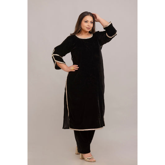 Black Velvet Kurta Set