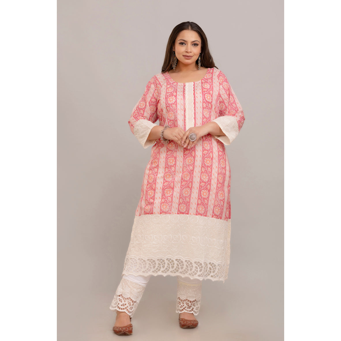 Pink Kurta & Kurta With Lace Detailing