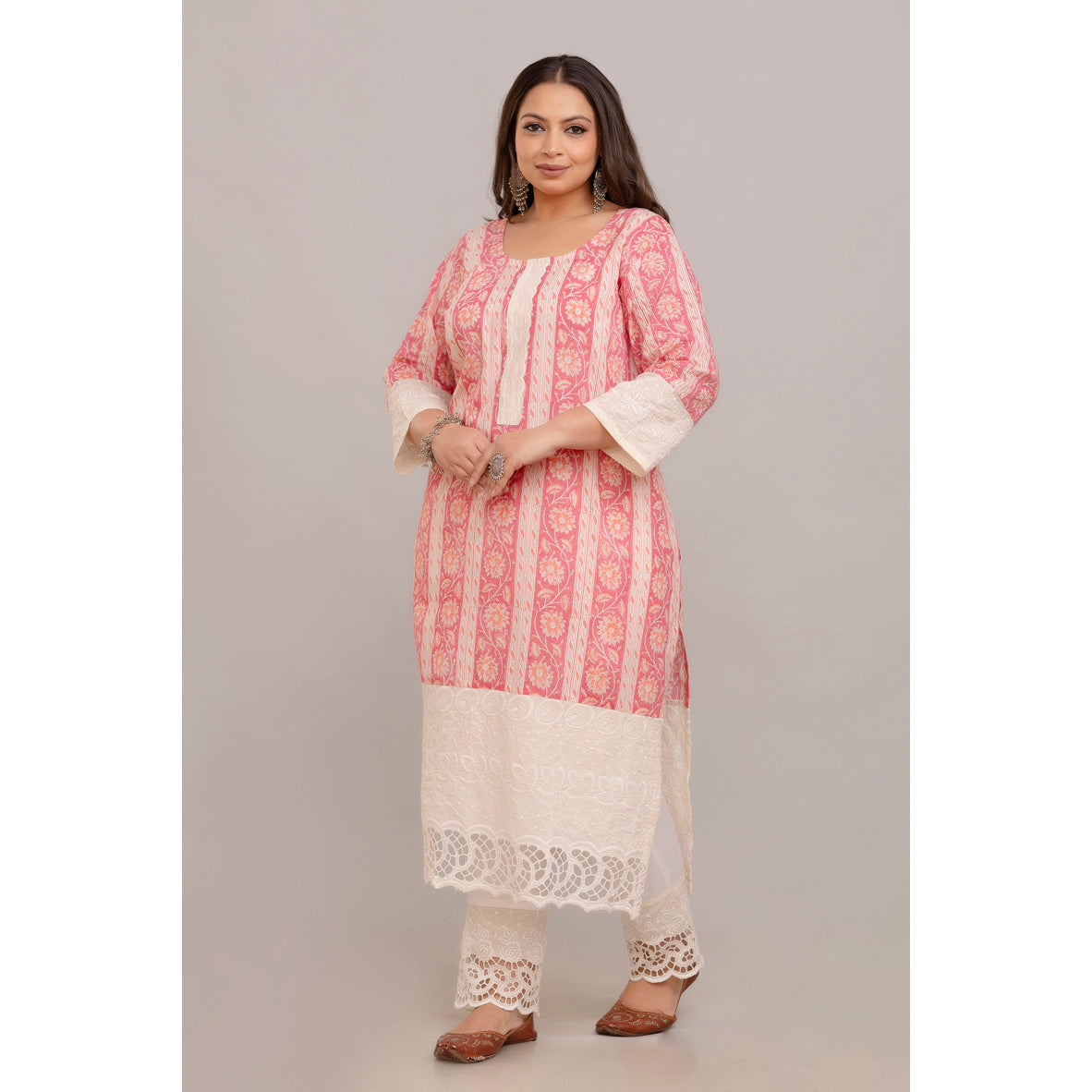 Pink Kurta & Kurta With Lace Detailing