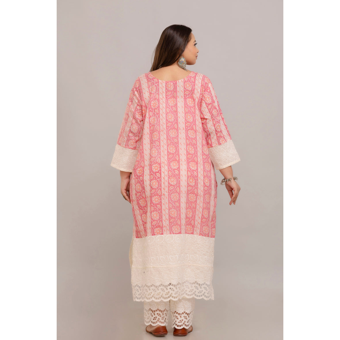 Pink Kurta & Kurta With Lace Detailing