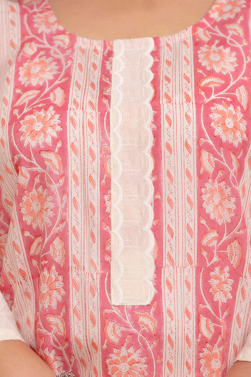 Pink Kurta & Kurta With Lace Detailing