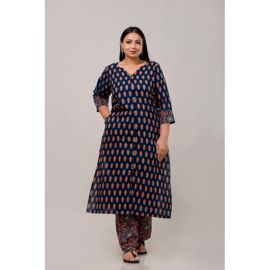 Indigo Cotton Kurta & Pant Set