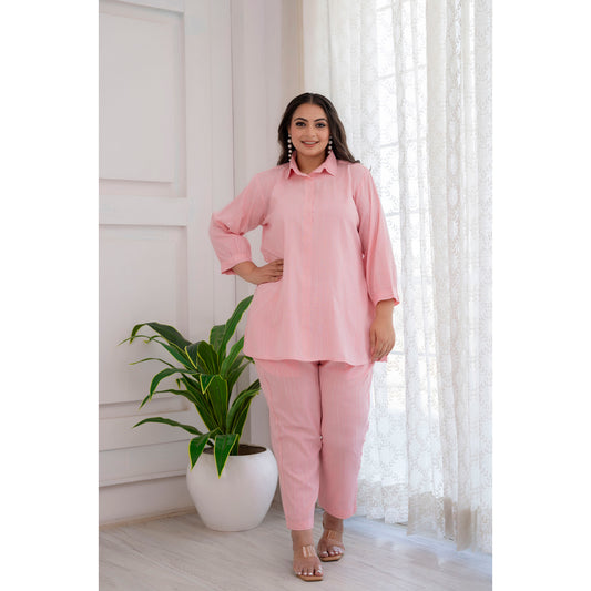 Pink Co-ords Set In Cotton Lurex