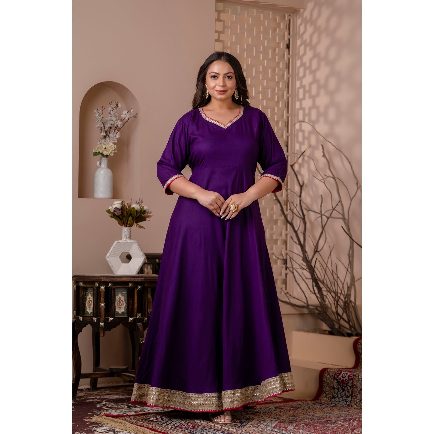 Purple Gown With Borders