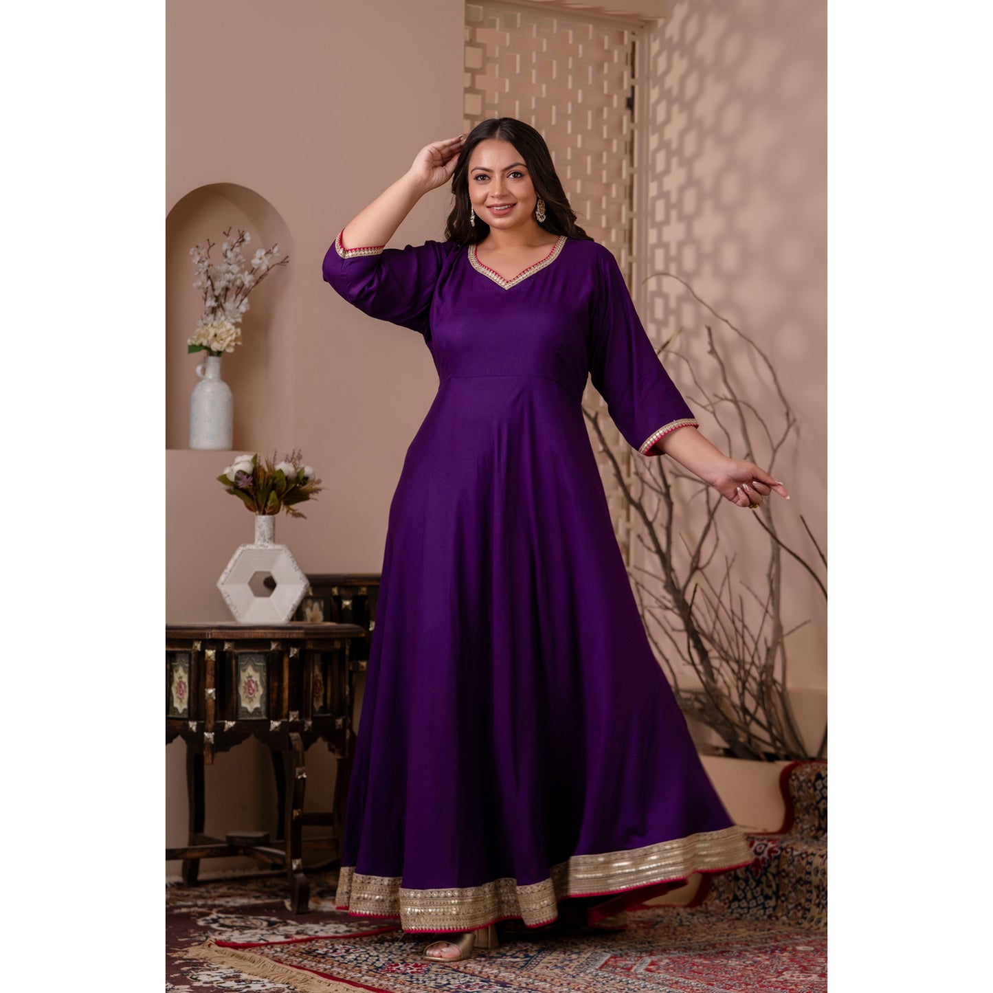 Purple Gown With Borders