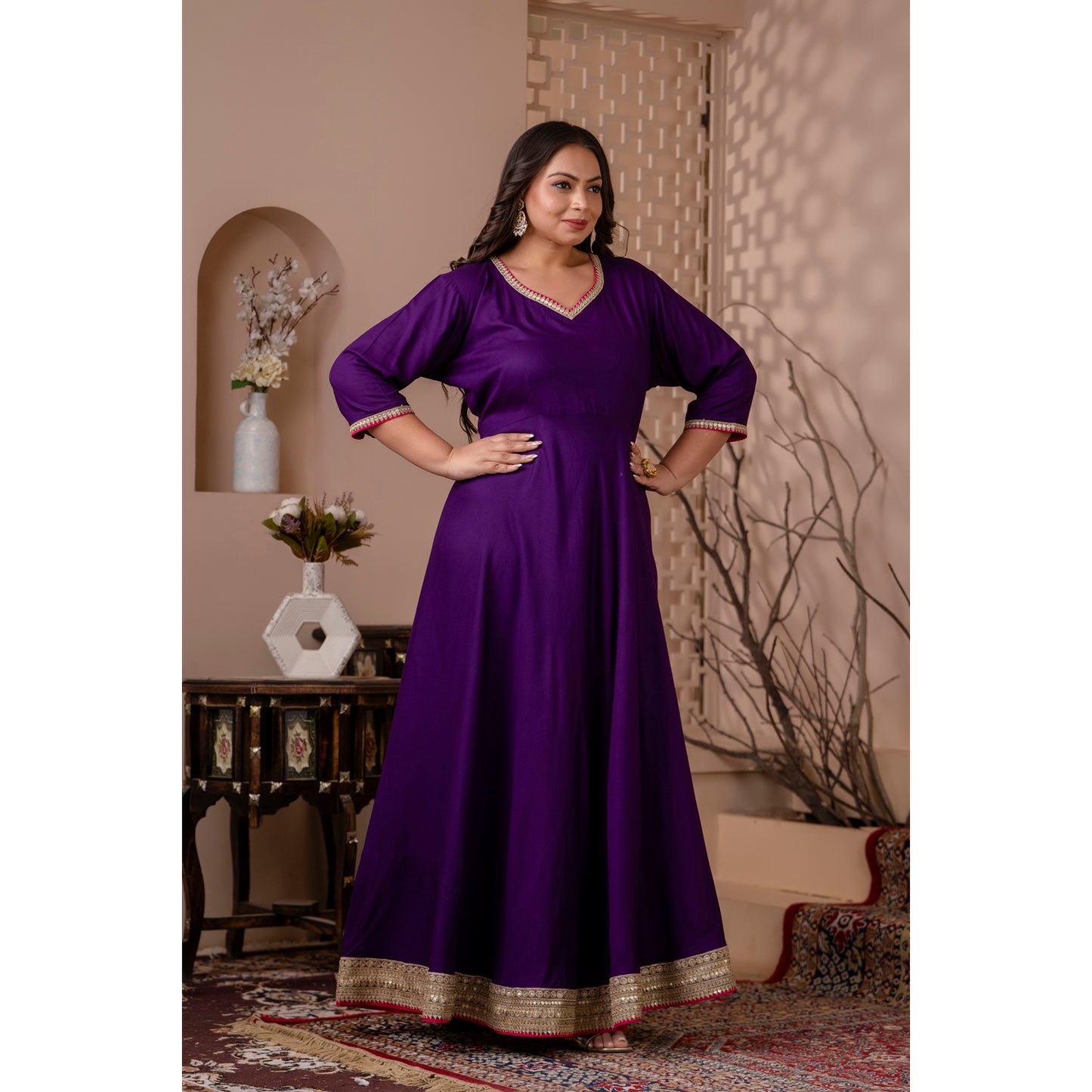 Purple Gown With Borders