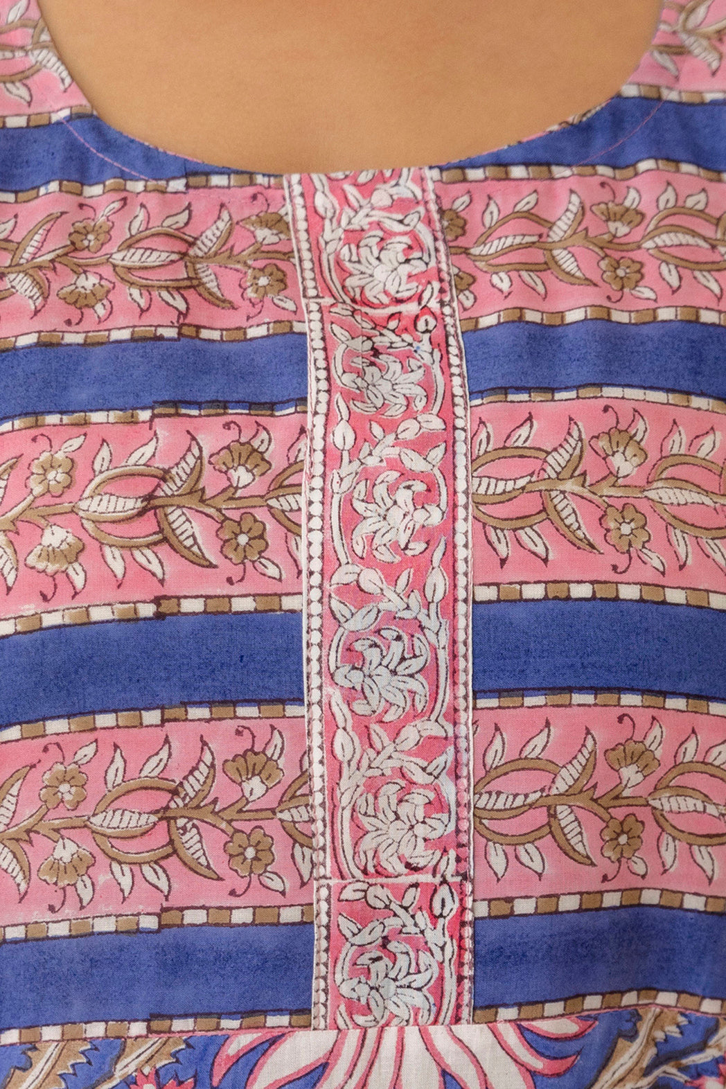 Blue Floral Printed Plus Size Kurta Pant Set for Women