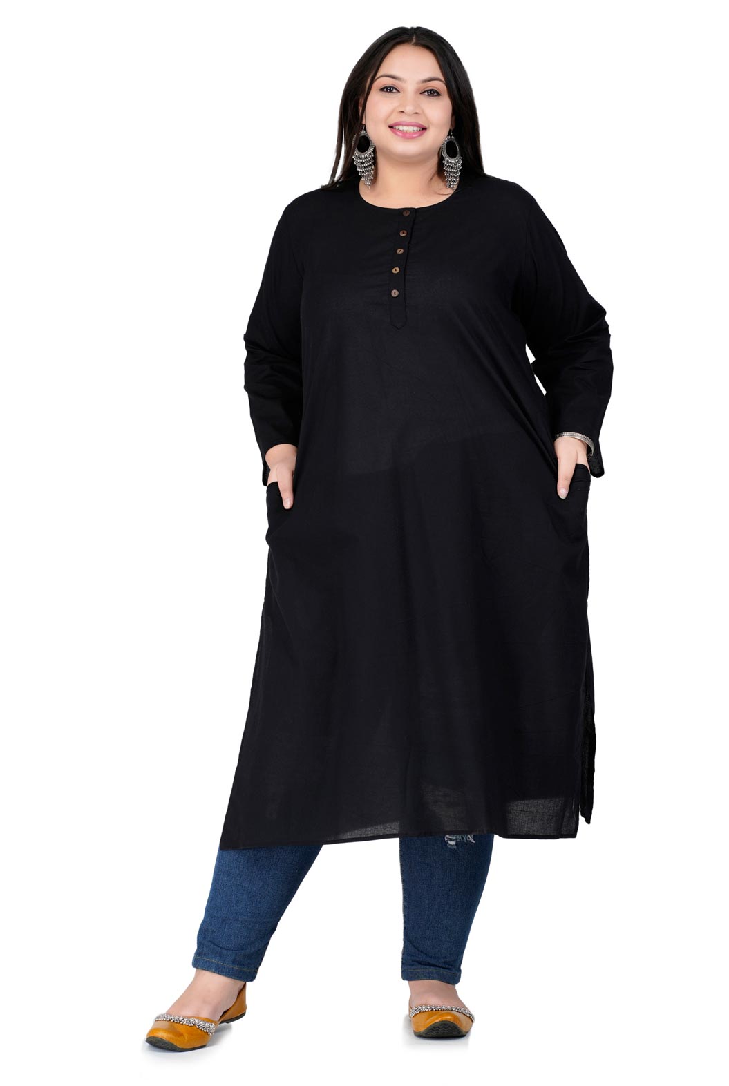 Black Cotton Kurta Only