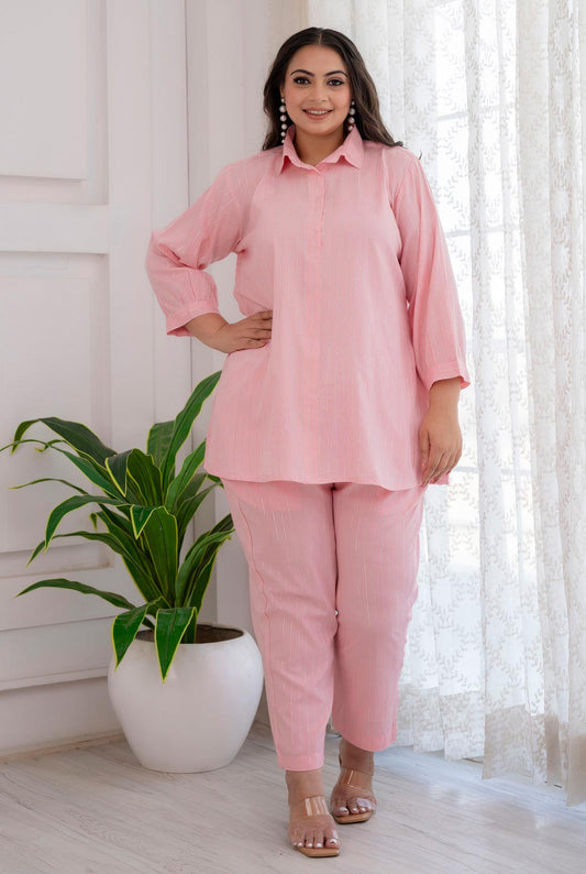 Pink Co-ords Set In Cotton Lurex