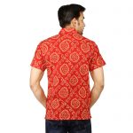 Men’s Jaipuri Rajasthani Bandhej Print Red Casual Cotton Regular Fit Shirt (BSHS0263)