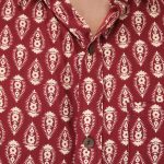 Men’s Hand Block Jaipuri Booti Print Red Casual Cotton Regular Fit Half Sleeve Shirt (BSHS0285)