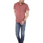 Men’s Hand Block Jaipuri Booti Print Red Casual Cotton Regular Fit Half Sleeve Shirt (BSHS0285)