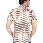 Men’s Jaipuri Hand Block Print White Boota Regular Fit Half Sleeve Shirt (BSHS0302)