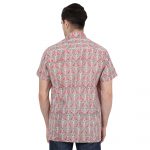 Jaipuri Hand Block Parrot Print Grey & Pink Half Sleeve Shirt (BSHS0311)