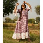 Lilac Mughal Print Tiered Dress