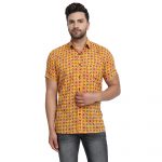 Men’s Hand Block Jaipur Rajasthani Boota Print Casual Cotton Regular Fit Half Sleeve Shirt (BSHS0315)